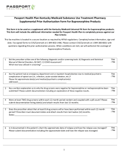 Supplemental Prior Authorization Form for Buprenorphine Products