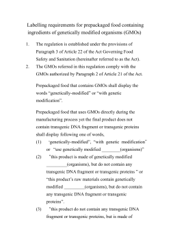 Labelling requirements for prepackaged food containing ingredients