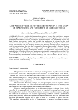a case study of remembering and forgetting of college science