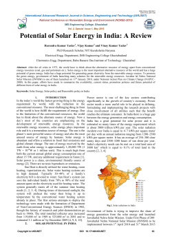 Potential of Solar Energy in India: A Review (PDF
