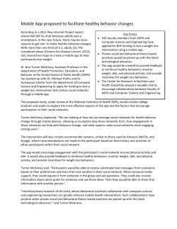 Mobile App proposed to facilitate healthy behavior changes