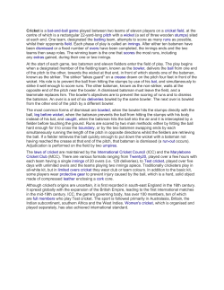 Cricket is a bat-and-ball game played between two teams