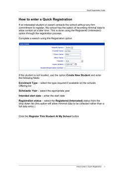 How to enter a Quick Registration
