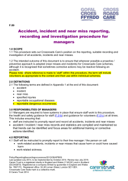Accident / incident / near miss reporting flowchart