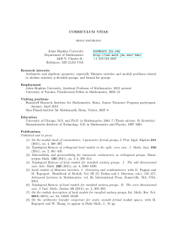 CURRICULUM VITAE Johns Hopkins University
