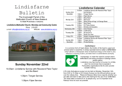 Sunday November 22, 2015 - Invercargill Methodist Parish