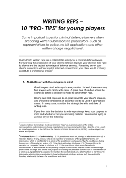 WRITING REPS – 10 "PRO- TIPS" for young players