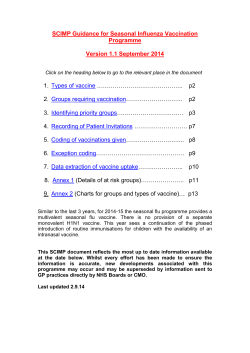 SCIMP Guidance for Seasonal Influenza Vaccination Programme