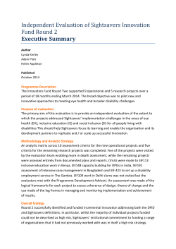 Independent Evaluation of Sightsavers Innovation Fund Round 2