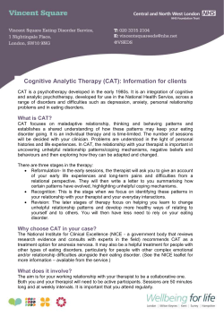 Cognitive analytic therapy (CAT) - Central and North West London