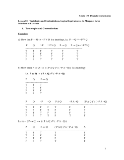 a) Show that P &rarr; Q &harr; &not; PVQ is a tautology, ie P &rarr; Q &equiv; &not; PVQPQ