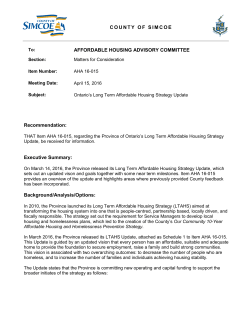 THAT Item AHA 16-015, regarding the Province