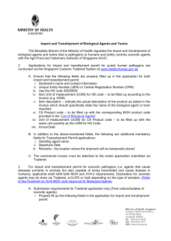Guidelines on the Import and Transhipment of Biological Agents and