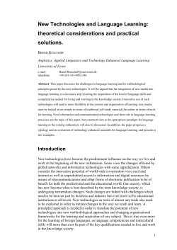 New Technologies and Language Learning: theoretical