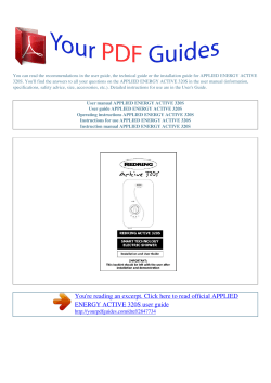 Operating instructions APPLIED ENERGY ACTIVE 320S