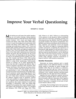 Improve Your Verbal Questioning