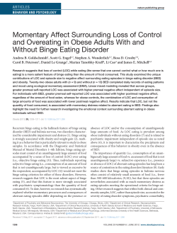 Momentary Affect Surrounding Loss of Control and Overeating in