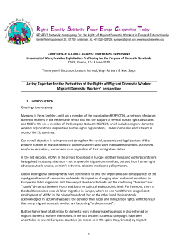 Acting Together for the Protection of the Rights of Migrant Domestic
