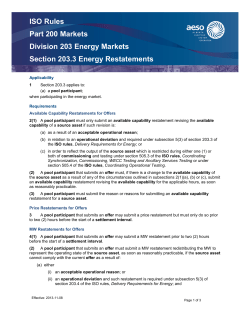 ISO Rules Part 200 Markets Division 203 Energy Markets