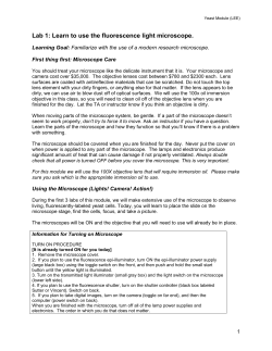 Lab 1: Learn to use the fluorescence light microscope.