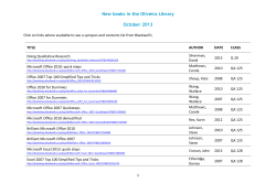 New books in the Oliveira Library October 2013