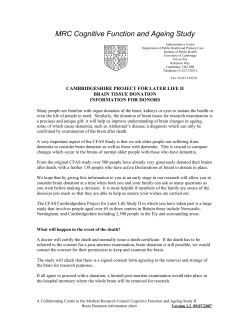 Brain Donation information sheet - Cognitive Function and Ageing