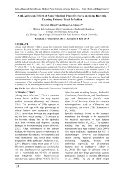 Anti-Adhesion Effect of Some Medical Plant Extracts on Some