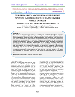 equilibrium, kinetic and thermodynamics studies of methylene blue