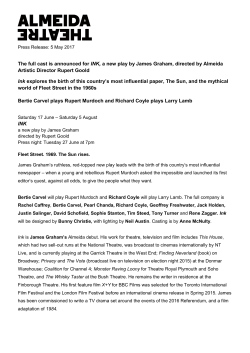 The full cast is announced for INK, a new play by James