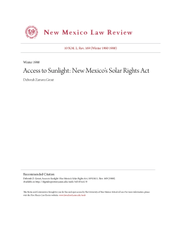 Access to Sunlight: New Mexico`s Solar Rights Act