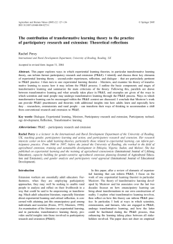 The contribution of transformative learning theory to the practice of