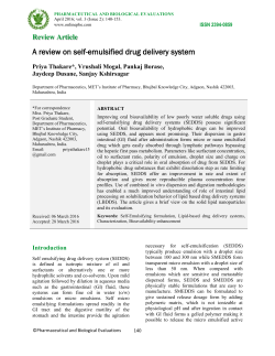 A review on self-emulsified drug delivery system