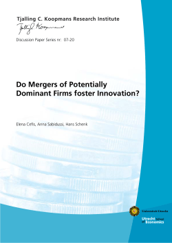 Do Mergers of Potentially Dominant Firms foster Innovation?