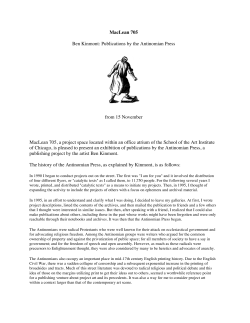 Ben Kinmont: Publications by the Antinomian Press