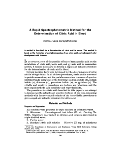 A Rapid Spectrophotometric Method for the Determination of Citric