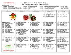 eden east - calendar of events - Adult Day Services