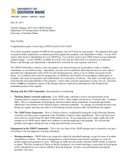 Sprague UROP Award Orientation Letter