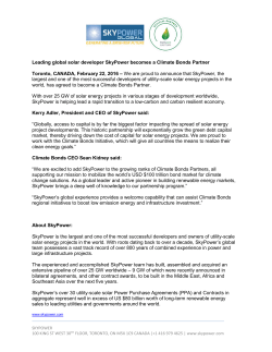 Leading global solar developer SkyPower becomes a Climate