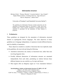 Information Structure in Focus (ISIF, working title):