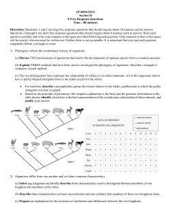 AP Biology Big 1 Free Response Questions Answer Section