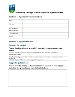University College Dublin Applicant Appeals form Section 1