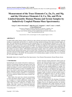 Measurement of the Trace Elements Cu, Zn, Fe, and Mg and the