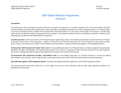 GFSI Global Markets Committee: The Protocol