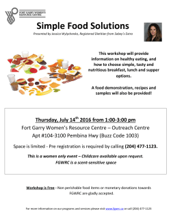 Simple Food Solutions - Fort Garry Women`s Resource Centre