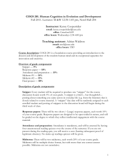 COGS 201. Human Cognition in Evolution and Development Fall