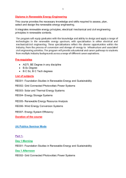 Diploma in Renewable Energy Engineering This course provides