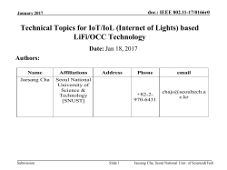 SNUST, Technical Topics for IoT/IoL (Internet of Lights