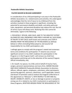 PAA Player Waiver - Poolesville Athletic Association