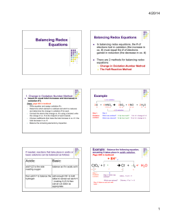 Balancing Redox Equations