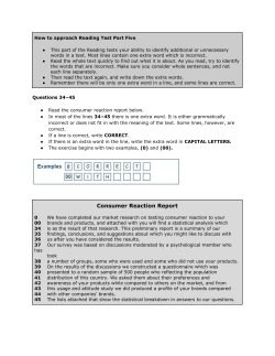 Consumer Reaction Report
